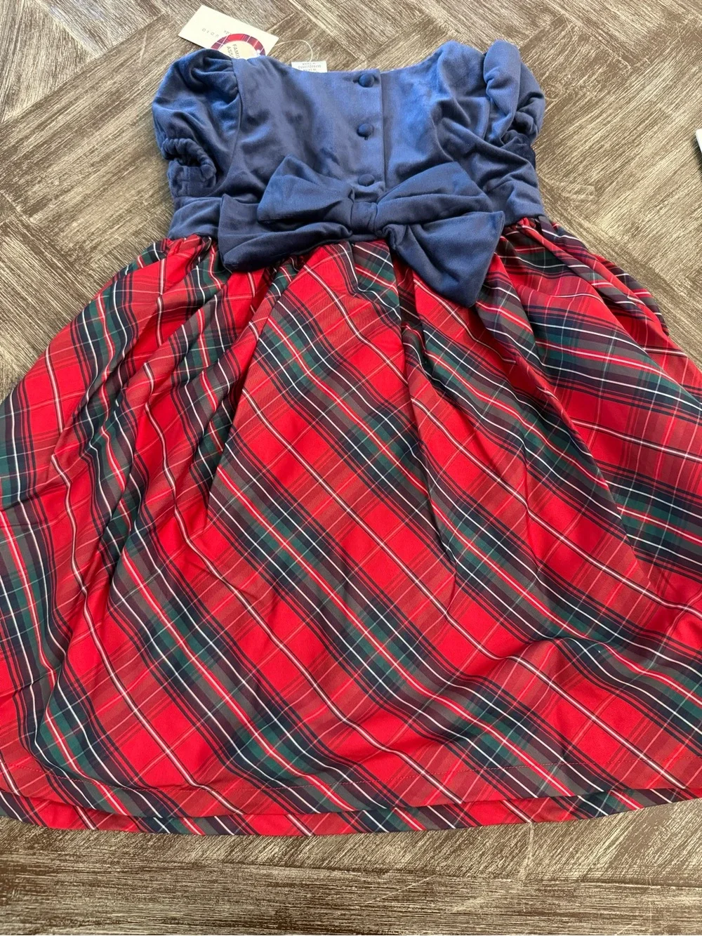 Max Studio Kids Navy & Red Plaid Holiday Dress